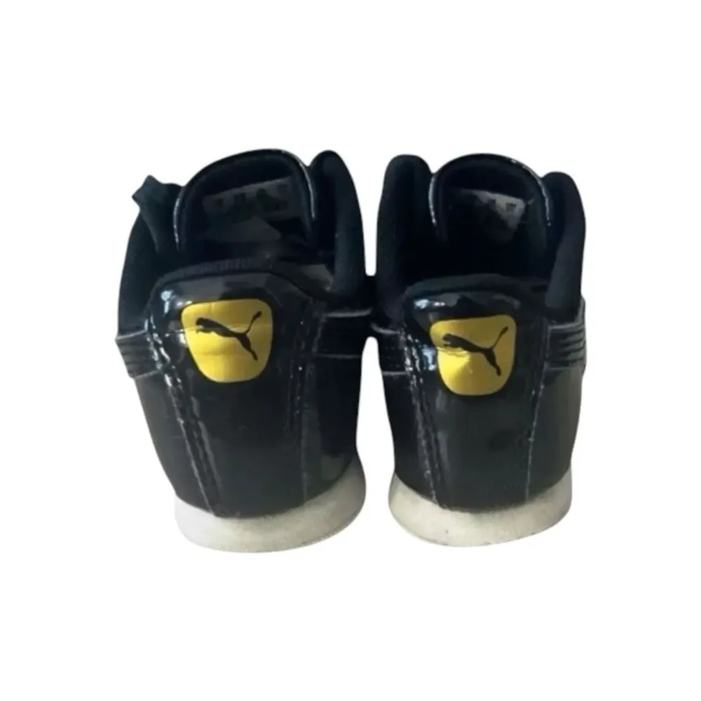 Puma Roma Toddler Shoes Size 8C Black Patent Leather Low Top Ribbon Girls